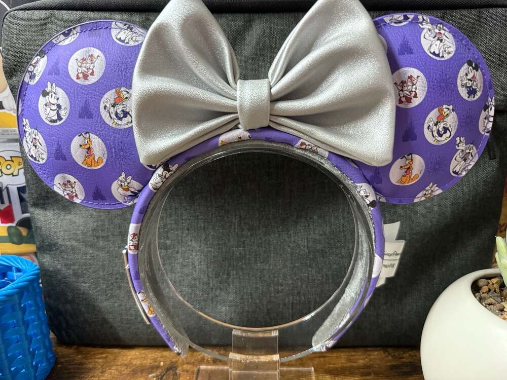 EUC Disney Parks Loungefly D100 Platinum Purple Mickey & Friends Ears Headband